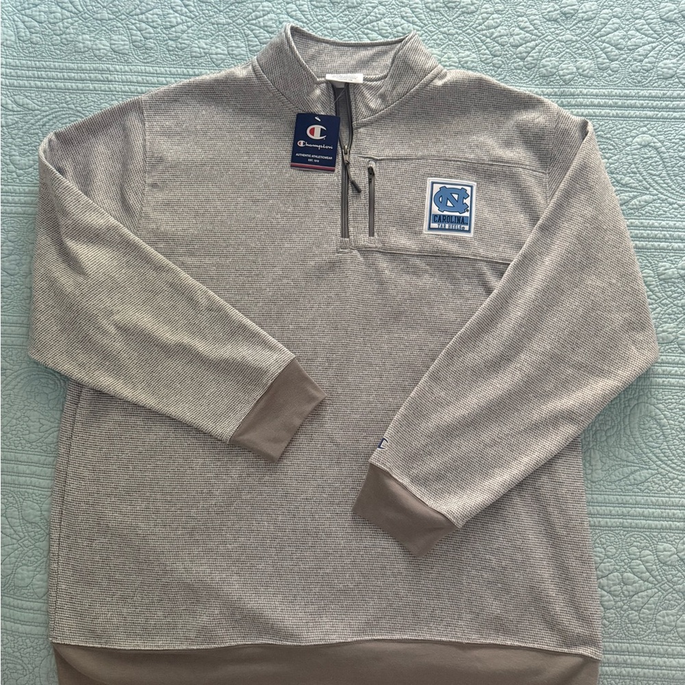 Champion Gray 3/4 Zip Up tweed Knit Design